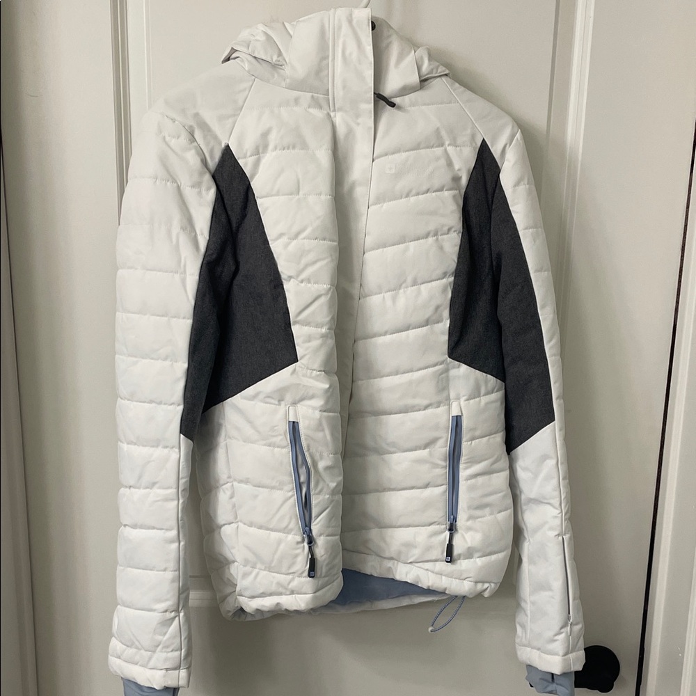 Women's White and Gray Ski Jacket